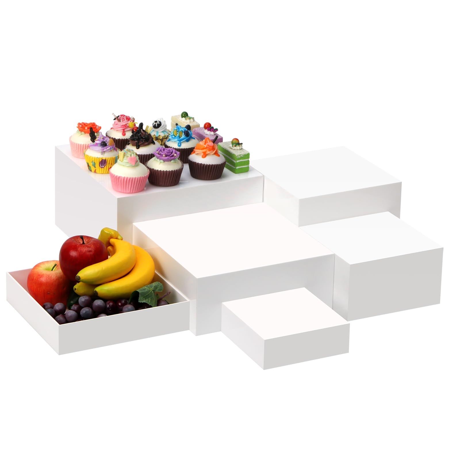 Display Riser: White Acrylic Pedestal Set for White Dessert Table