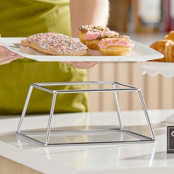 Display Stand: Square Wire Frame Polished Stainless Display Stand