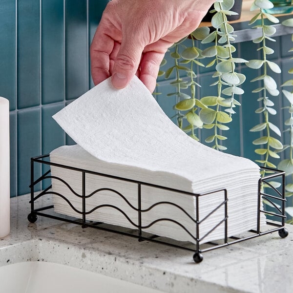 Disposable Guest Towels Wavy Wire Black Caddy Spa Set