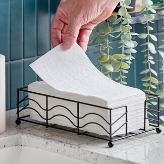Disposable Guest Towels Wavy Wire Black Caddy Spa Set