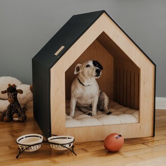 Dog House: Architectural Silhouette Two-Tone Indoor Minimalist Pet Furniture