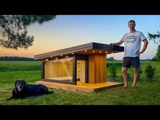 Dog House: Mid Century Shed Roof with Glass Wall Luxury Outdoor Cabin