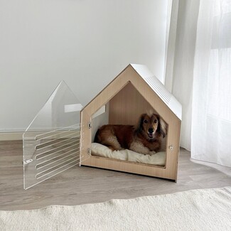 Dog House: Pitched Roof with Acrylic Door Scandinavian Style Pet House