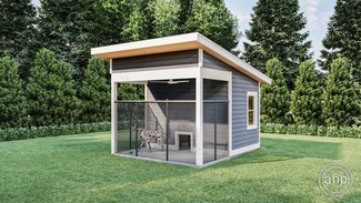Dog House: Slanted Roof and Ceiling Fan Designer Outdoor Pet Run