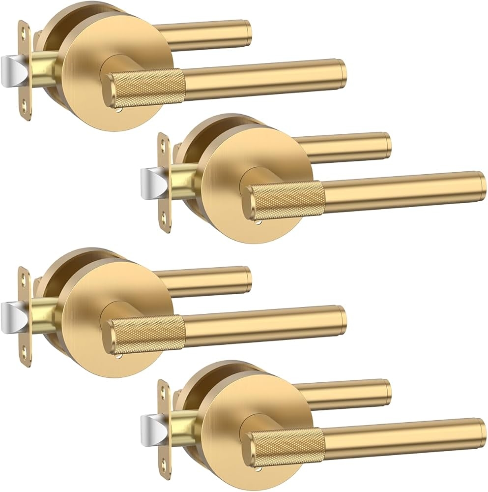 Door Handle Knurled Champagne Bronze Cylindrical Lever