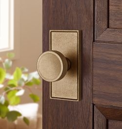 Door Knob Set Pebbled Texture Bronze Rectangular Plate