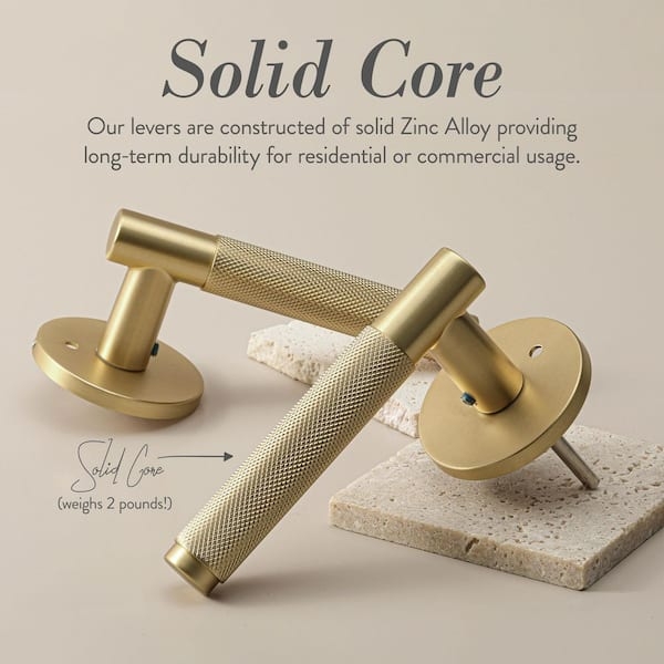 Door Lever Diamond Knurling Solid Core Champagne Gold