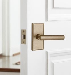 Door Lever Set Rectangular Escutcheon Textured Bronze