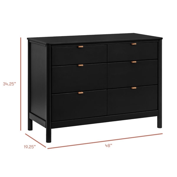 Double Dresser Leather Like Pulls 6 Drawer Double Dresser