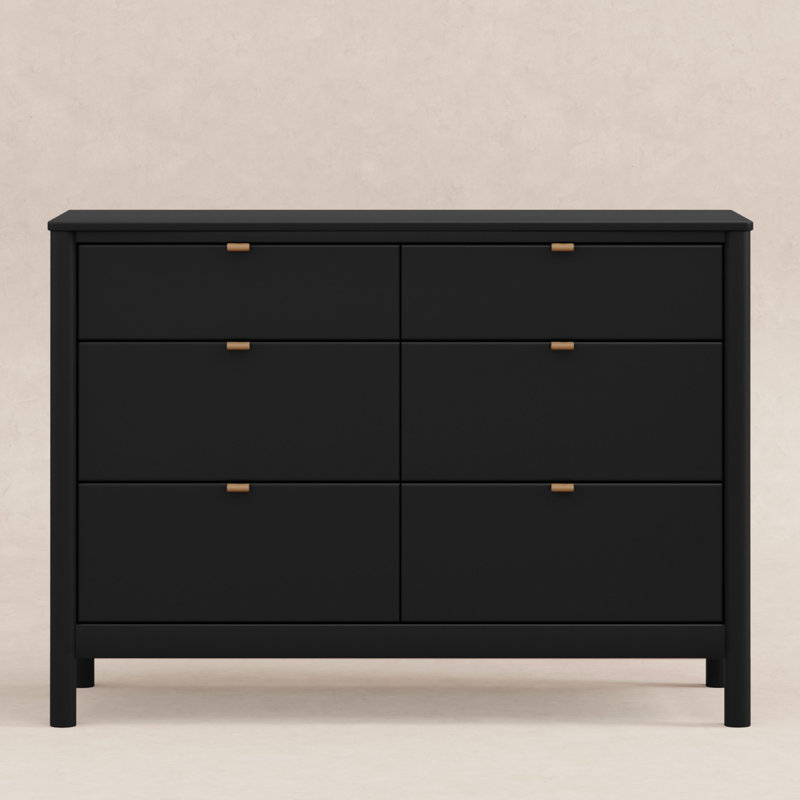 Double Dresser Wood Toned Pulls Black Nursery Storage Chest