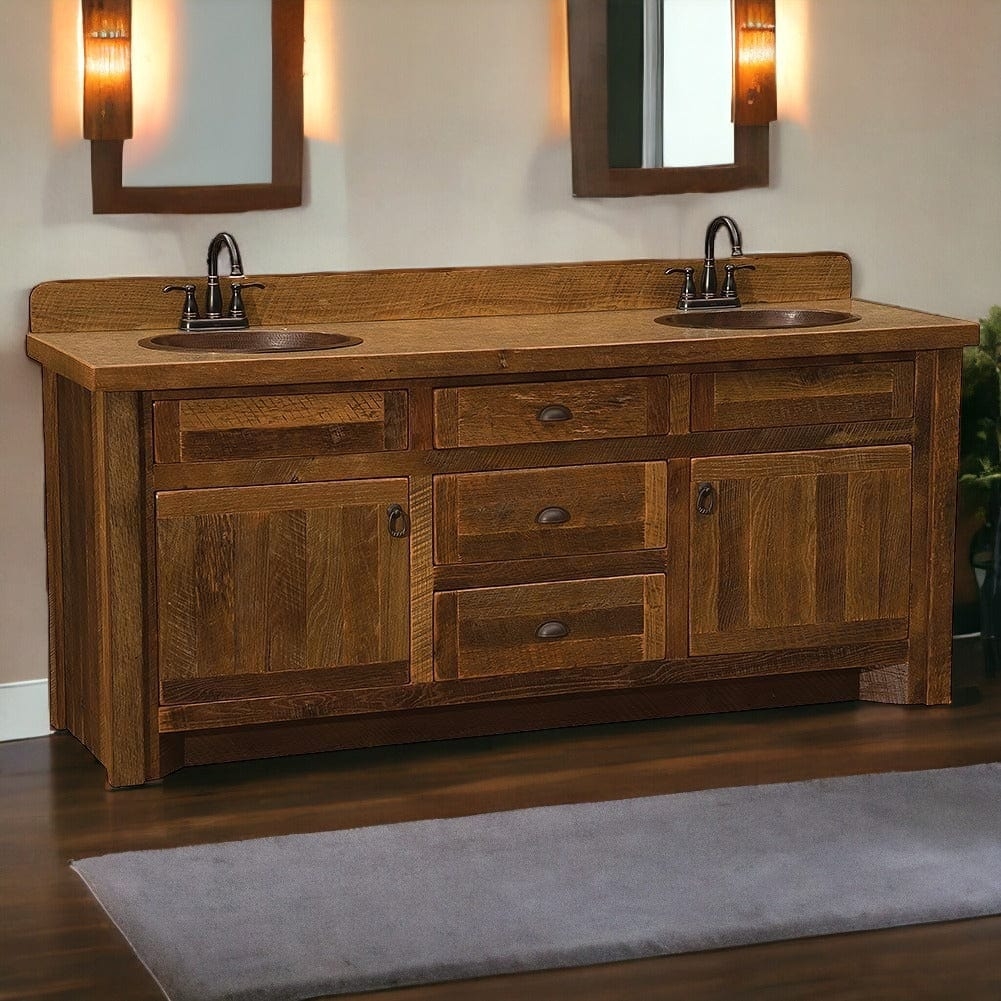 Double Vanity Rustic Barnwood Double Vanity Wood Look
