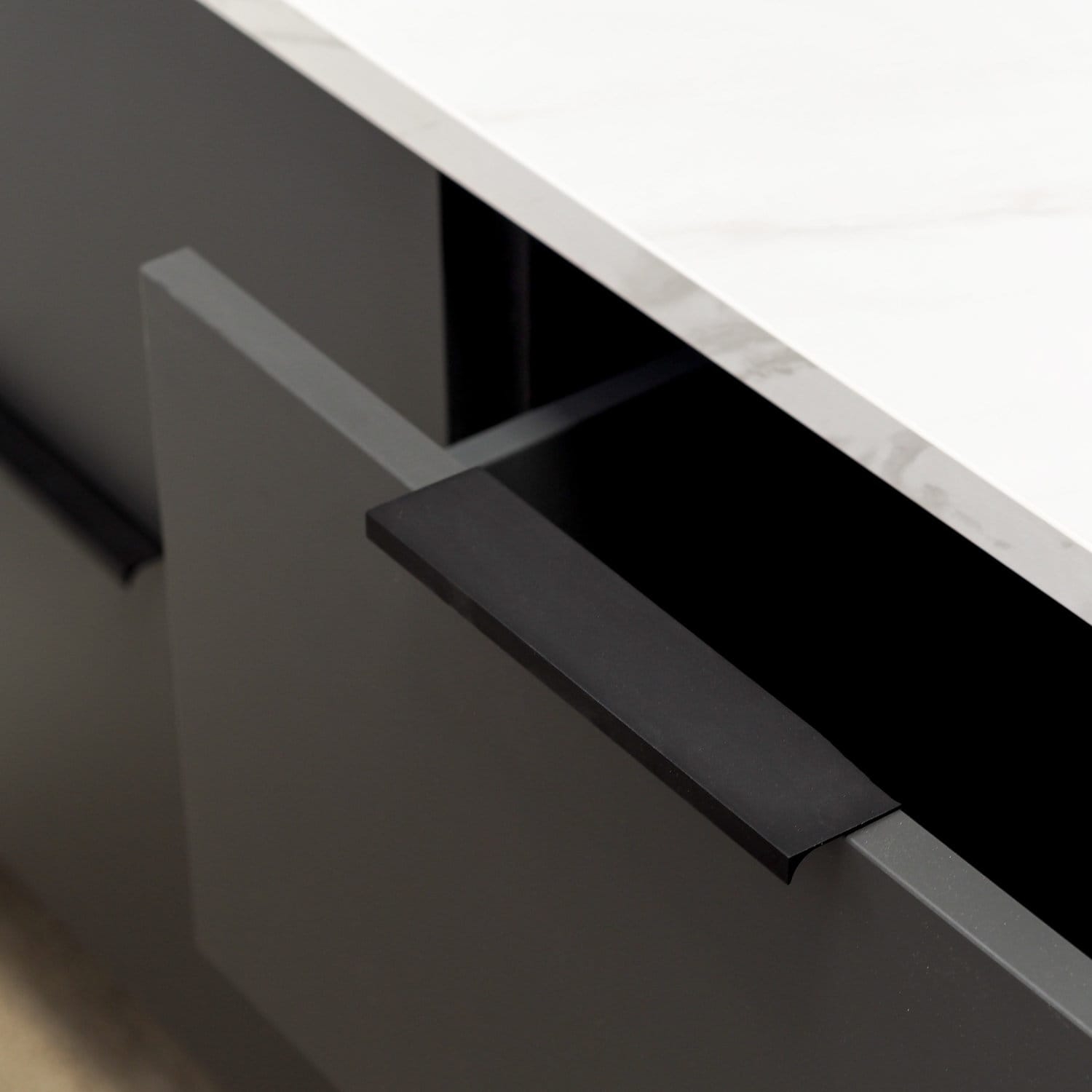 Drawer Handle Matte Black Lip Pull Slim Edge Mount Profile