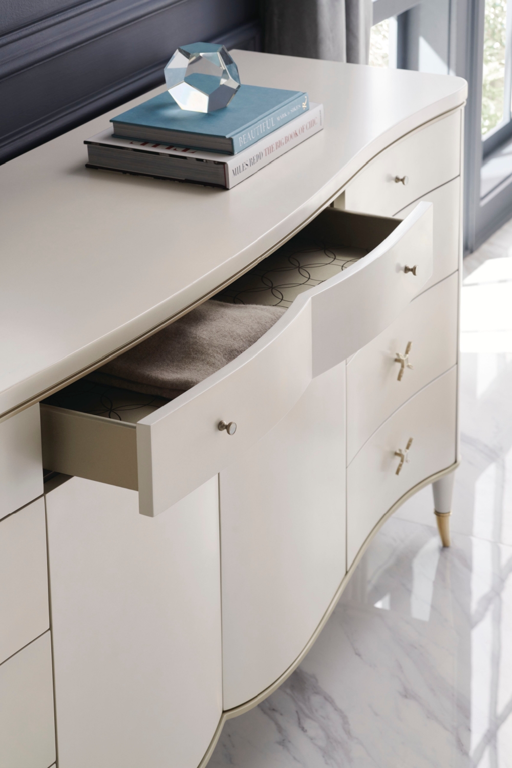 Dresser Cream Curved Silhouette Modern Regency Sideboard
