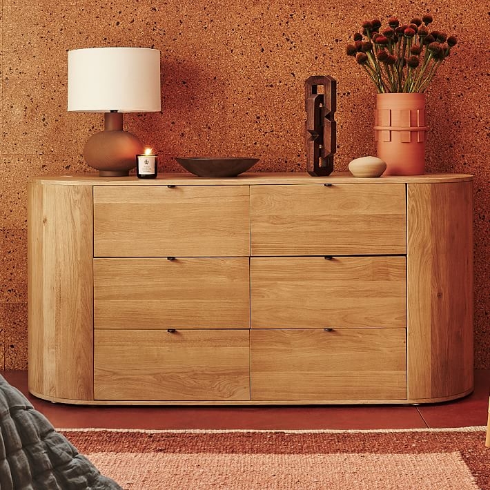 Dresser featuring Rounded Ends and Stylish Oak Storage
