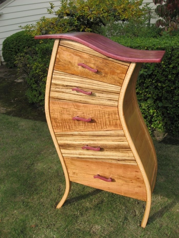 Dresser Honey Zebrawood Stripes Whimsical Curved Dresser