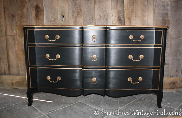 Dresser in Matte Black featuring Antique Brass Pulls
