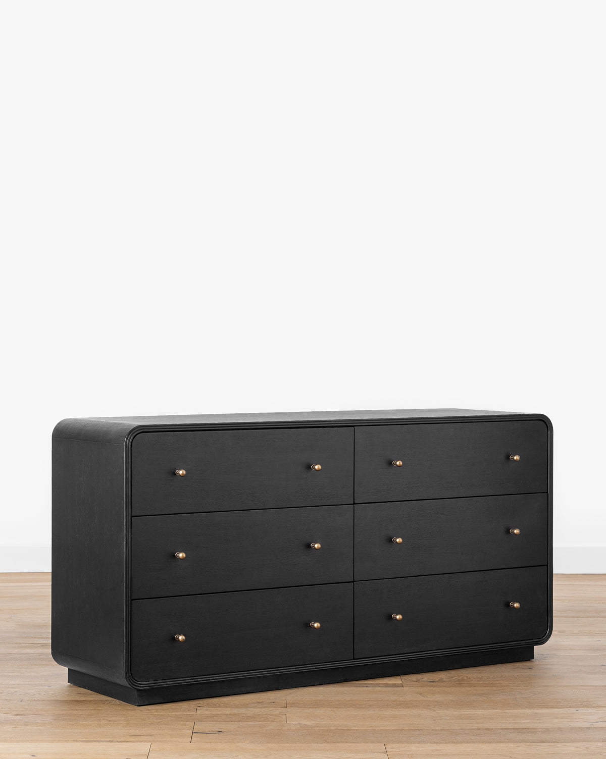 Dresser in Matte Black Wood with Petite Brass Hardware