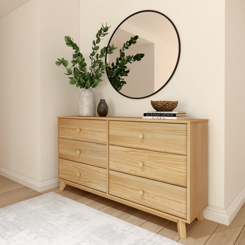 Dresser including Offset Drawer Layout and Wood Knobs