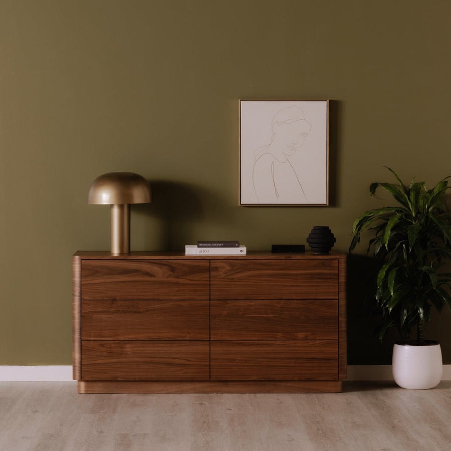 Dresser showing Recessed Plinth and Walnut Wood Finish