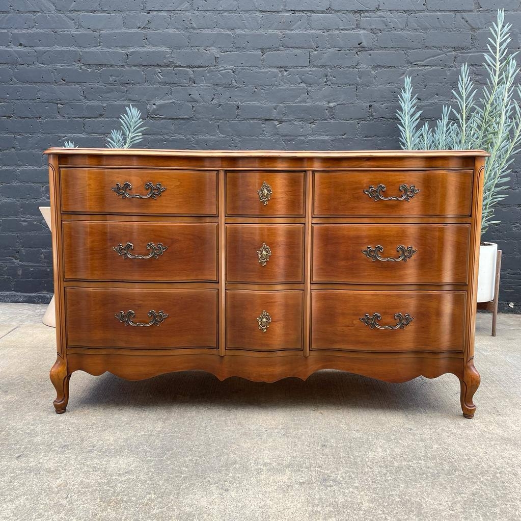 Dresser with Honey Wood and Serpentine Drawer Fronts