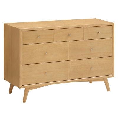 Dresser with Splayed Legs Seven Drawer Honey Dresser