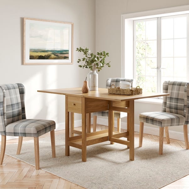 Drop Leaf Dining Table with Integrated Storage Drawer & Shelf