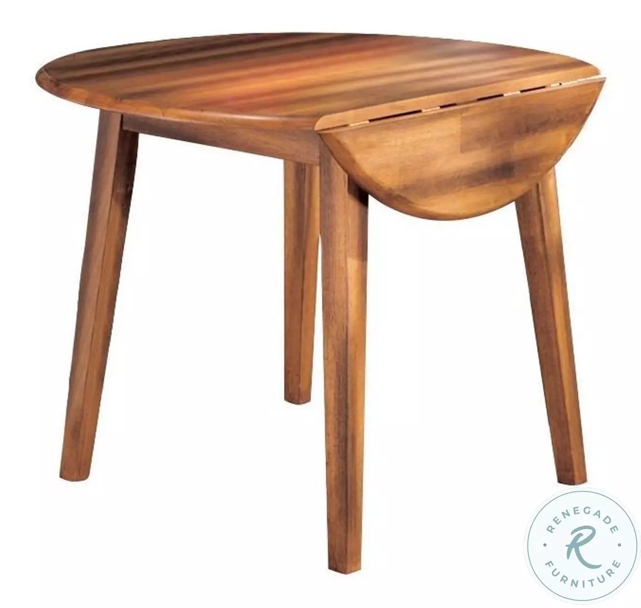 Drop Leaf Table in Rustic Brown Wood with Tapered Legs