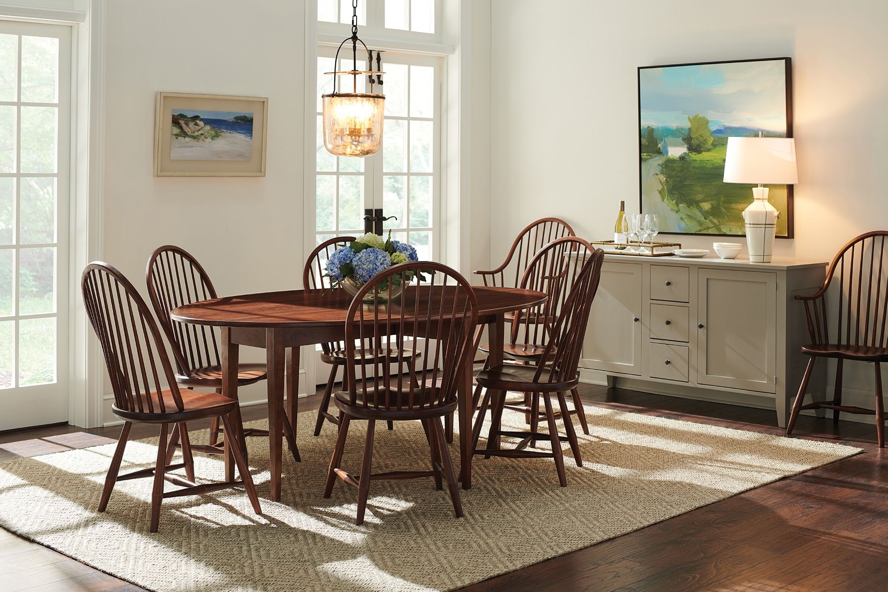 Drop Leaf Table with Oval Top and Spindle Back Chairs