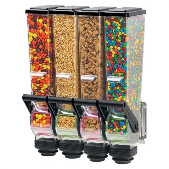 Dry Food Dispenser Quad Chamber Slimline Profile Wall Mount