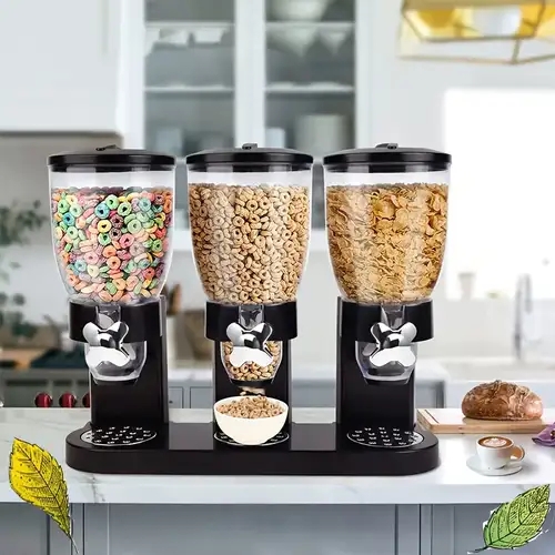 Dry Food Dispenser Triple Chamber Paddle Wheel Satin Finish