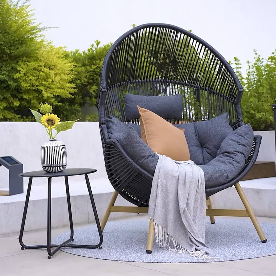 Egg Chair featuring Tapered Legs and Boho Patio Lounge