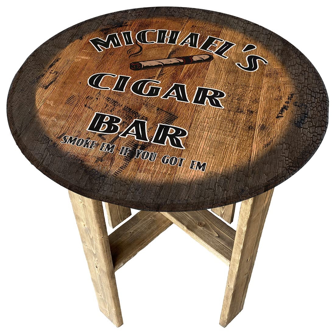 End Table Cigar Bar Theme Whiskey Barrel Side Stand