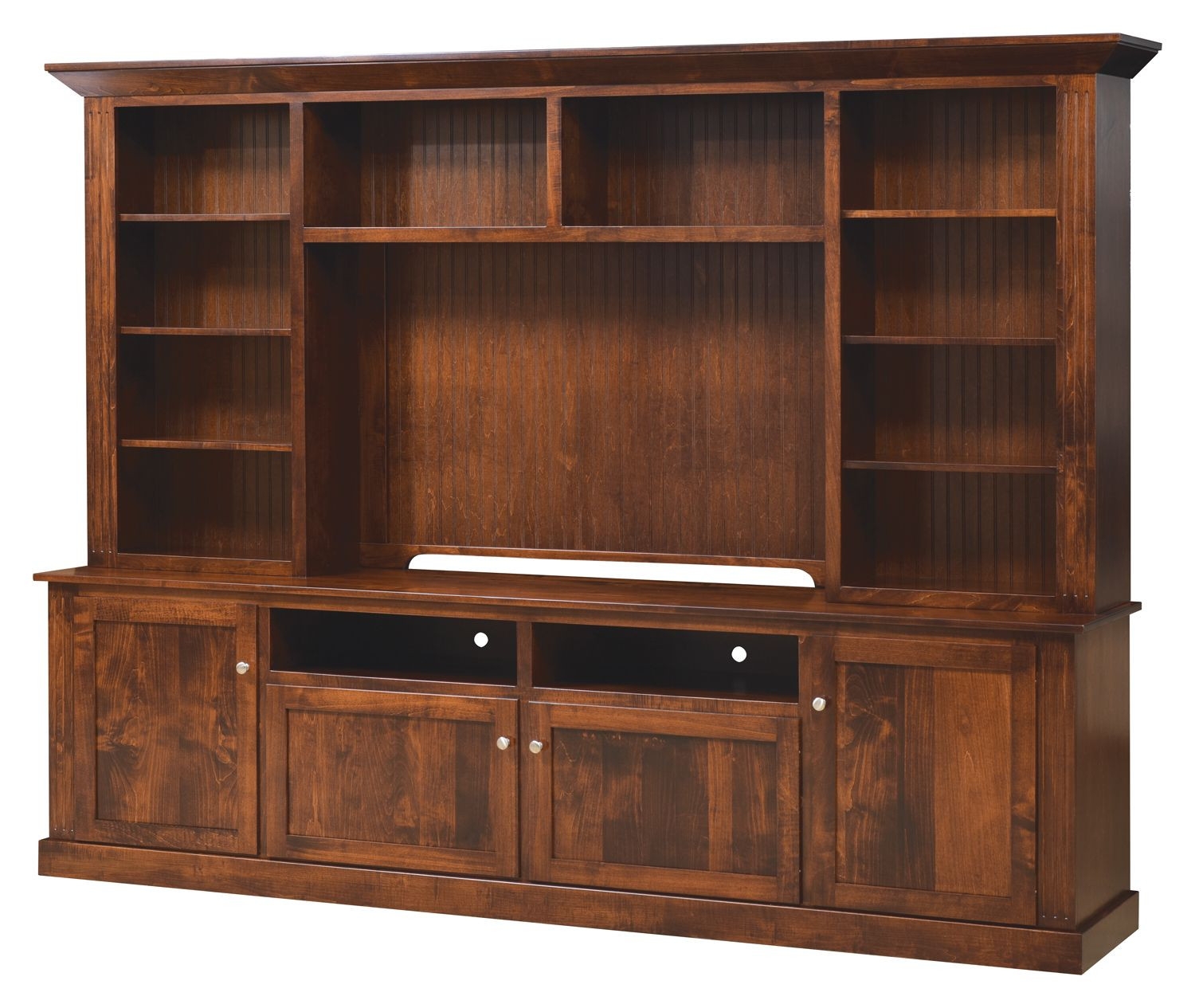 Entertainment Center Beadboard Backing Walnut Finish