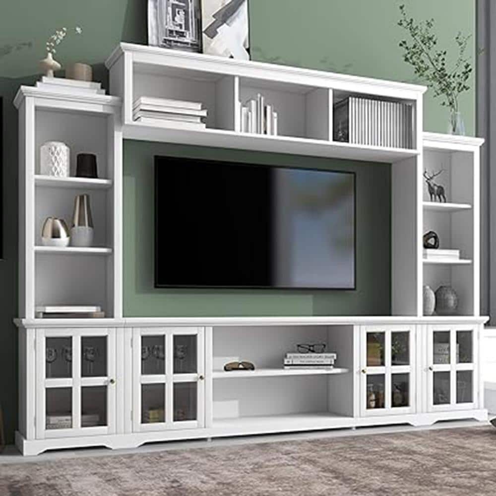 Entertainment Center Bridge Storage Mullion Glass Doors