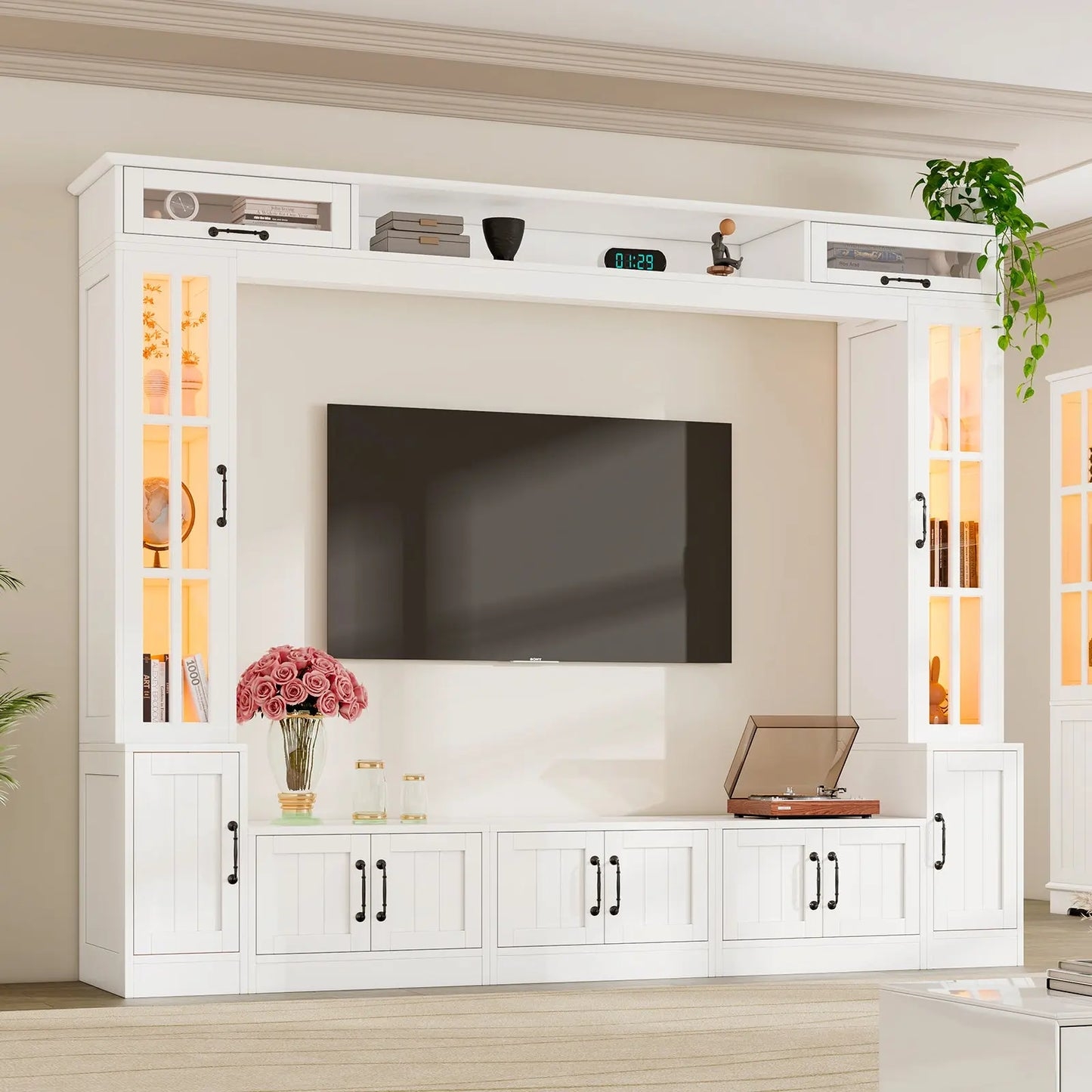 Entertainment Center Glass Display Cabinets Lighting