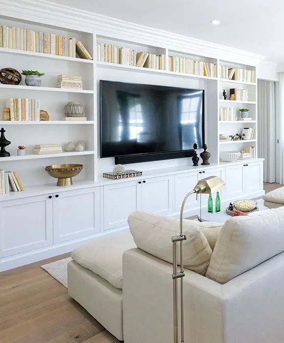 Entertainment Center Wall To Wall Design Shaker White