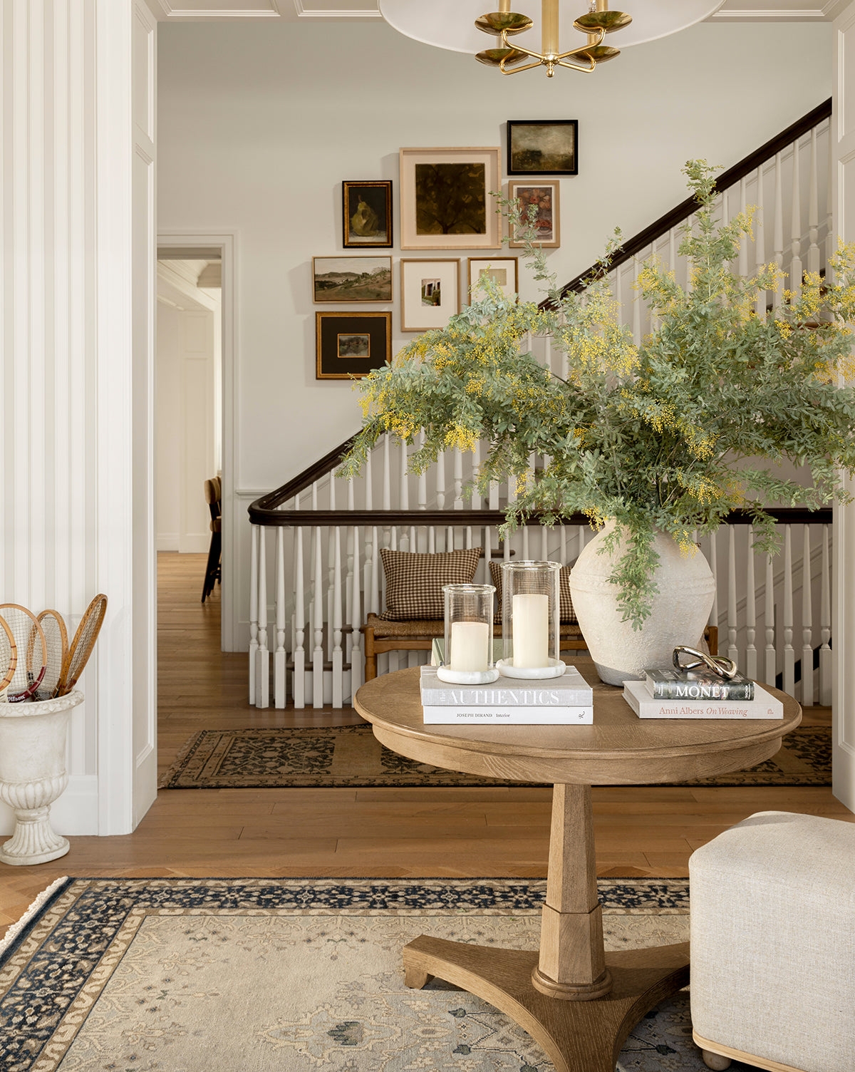 Entry Table With Faceted Pedestal Column And Tri-Point Base