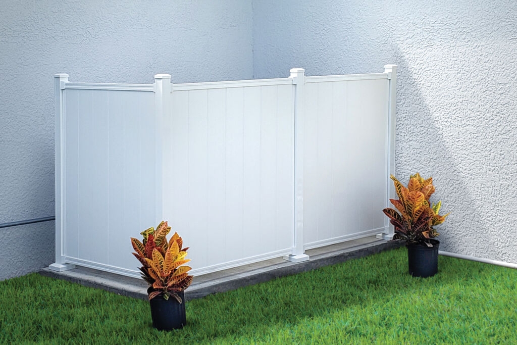 Equipment Enclosure: L-Shaped White Privacy Utility Screen