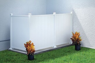 Equipment Enclosure: L-Shaped White Privacy Utility Screen