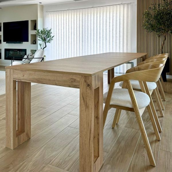 Extendable Console Table: Honey Oak with Leg Recess