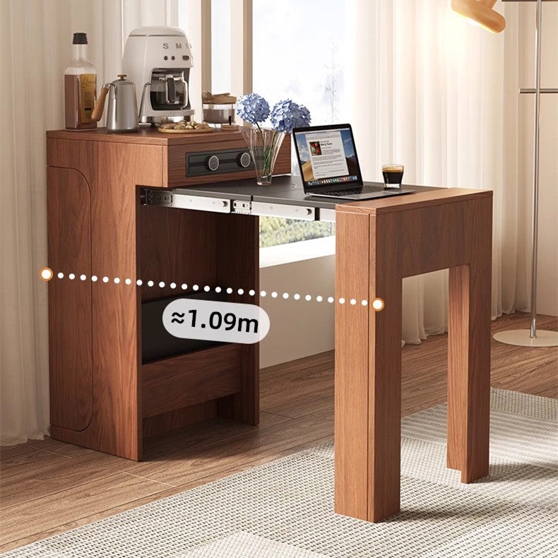 Extendable Console Table: Walnut Wood Power Panel