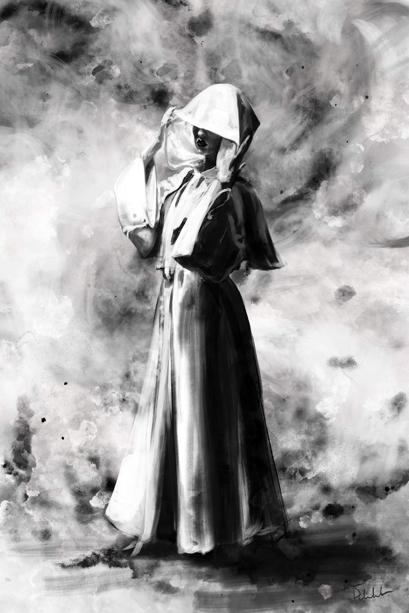 Fine Art Print Hooded Silhouette Moody Figurative Wall Art
