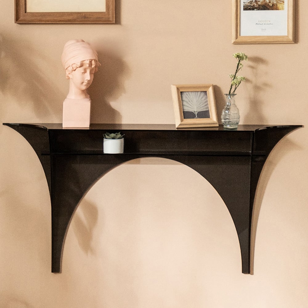 Floating Console Table with Arched Silhouette Black