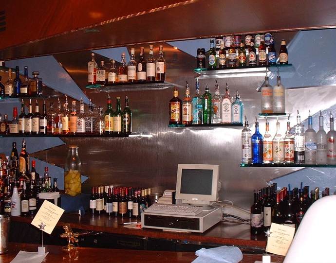 Floating Glass Shelves with Cantilevered Design Industrial Display