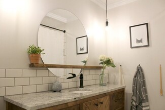 Floating Shelf Mirror Wood Oversized Ledge Design