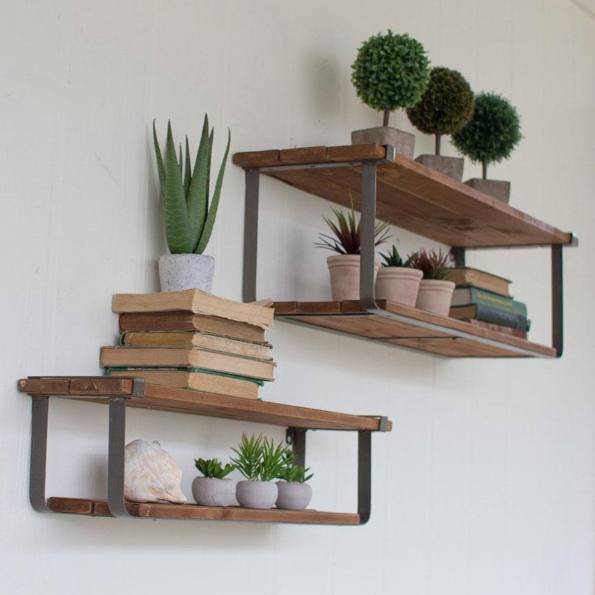 Floating Shelves Staggered Wall Storage and Side-Wrap Brackets