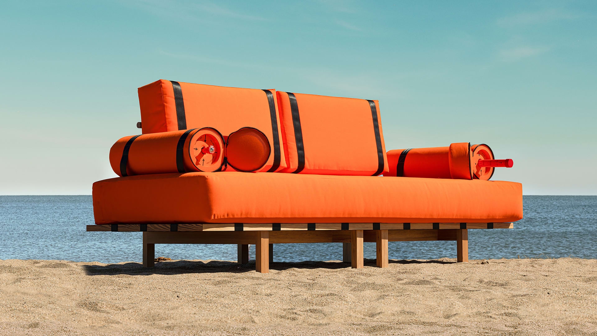 Floating Sofa Safety Orange Survival Gear Aesthetic