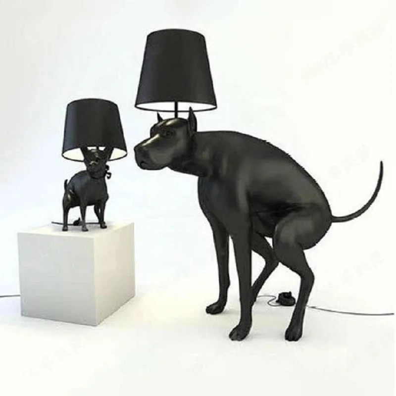 Floor Lamp Pooping Dog Base Matte Black Modern Pop Art