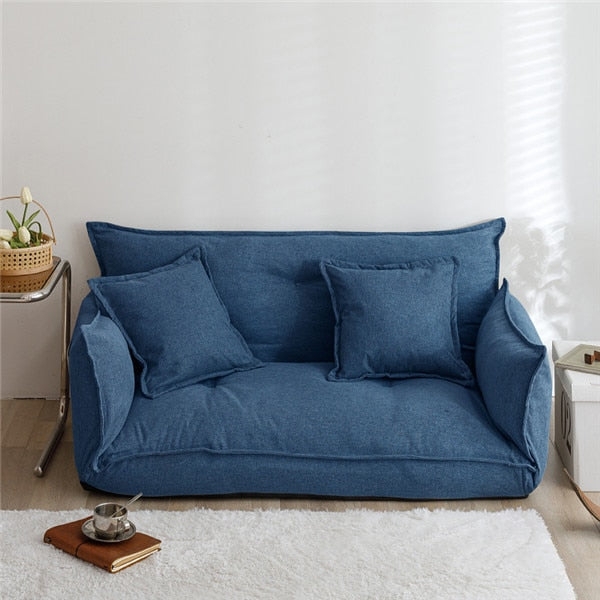 Floor Sofa: Denim Blue Upholstery Legless Blue Lounge