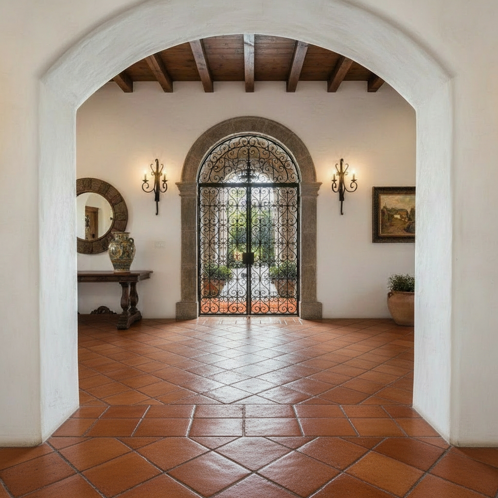Floor Tile 12 Inch Saltillo Clay Diagonal Pattern